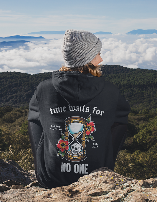 Back Time Waits Black Hoodie