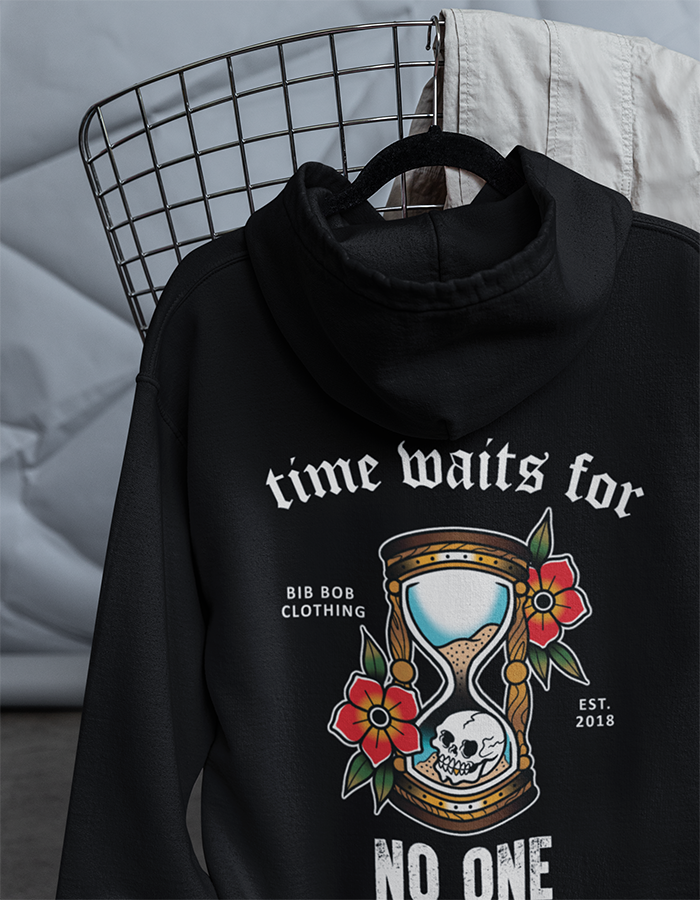 Back Time Waits Black Hoodie