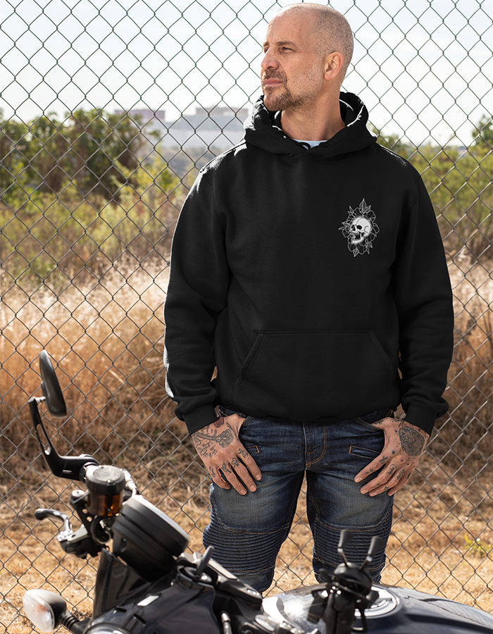 Front Peony Black Hoodie