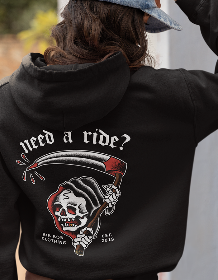 Back Need a Ride Black Hoodie