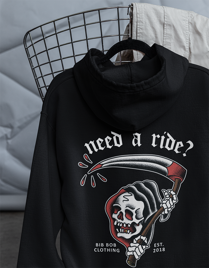 Back Need a Ride? Black Hoodie