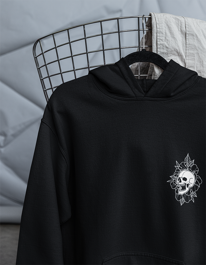 Front Peony Black Hoodie