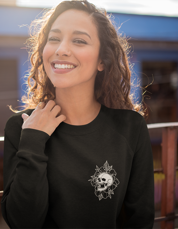 Front Peony Black Sweatshirt