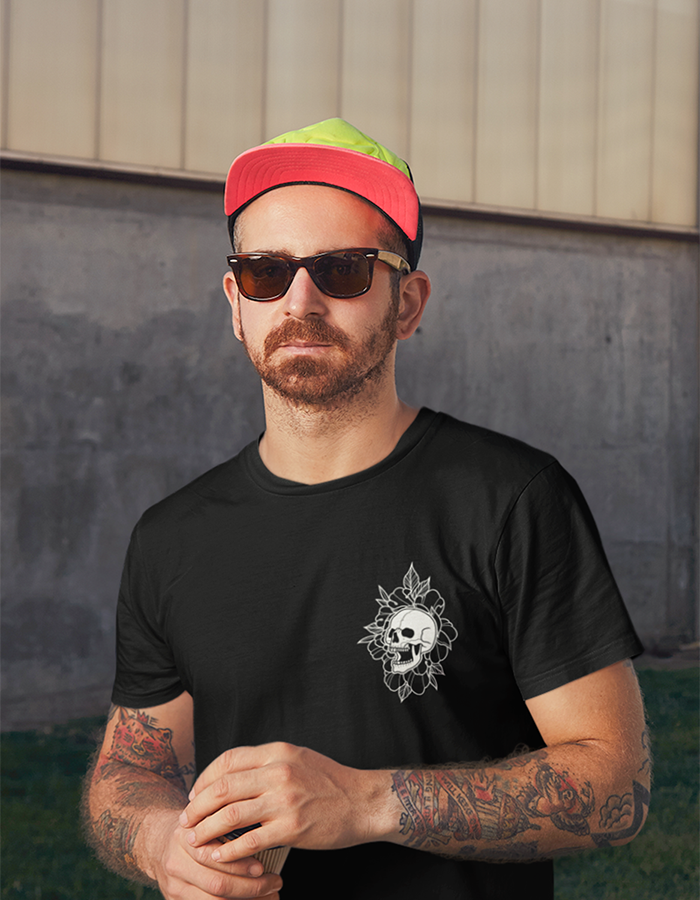 Front Peony Black Tee