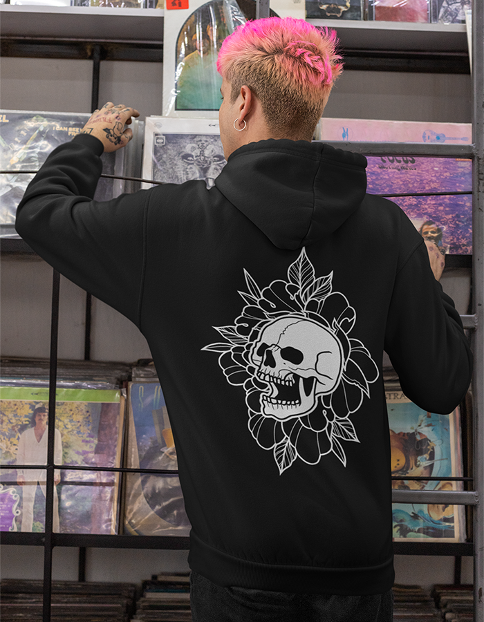 Skull & Peony Black Hoodie