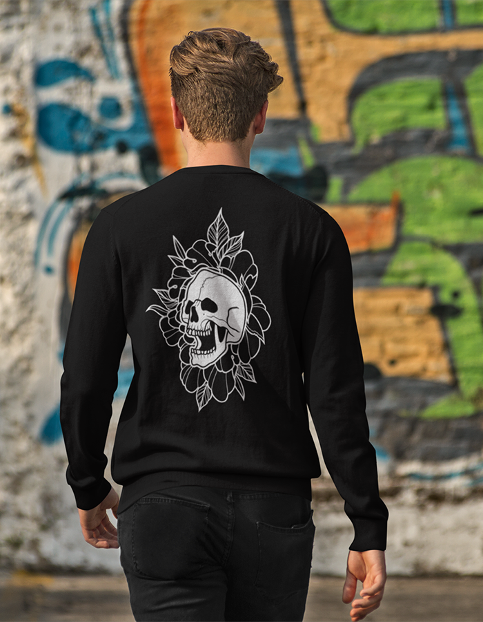 Back Peony Black Sweatshirt