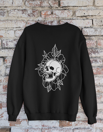 Back Skull & Peony Black Sweatshirt