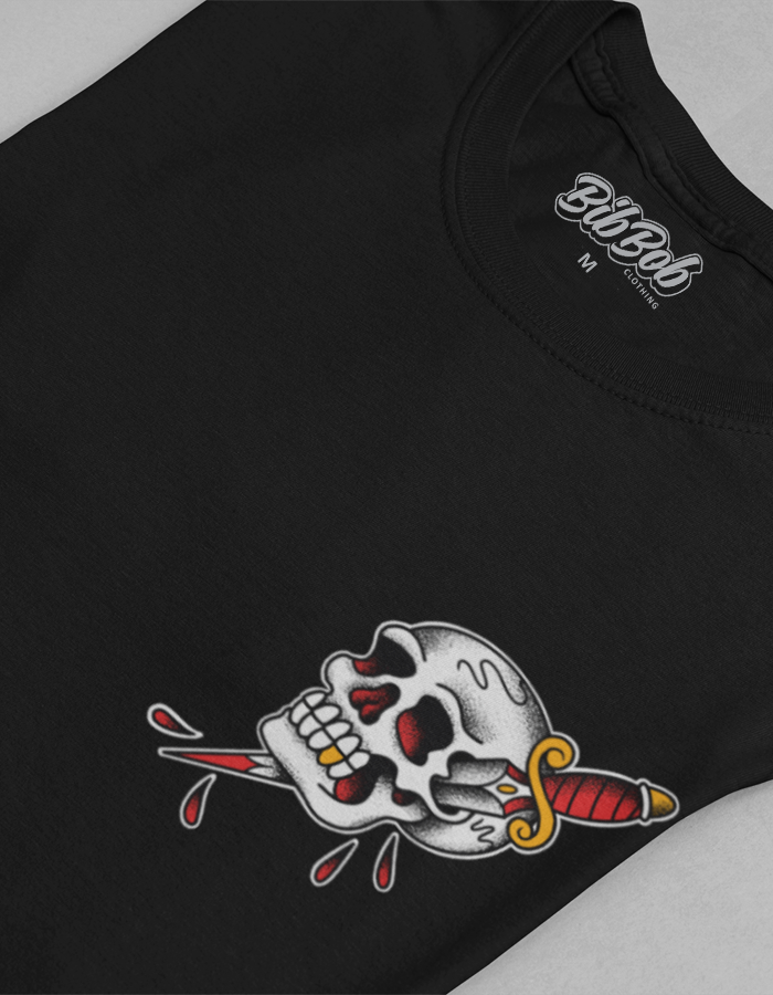 Front Skull & Dagger Black Folded Tee