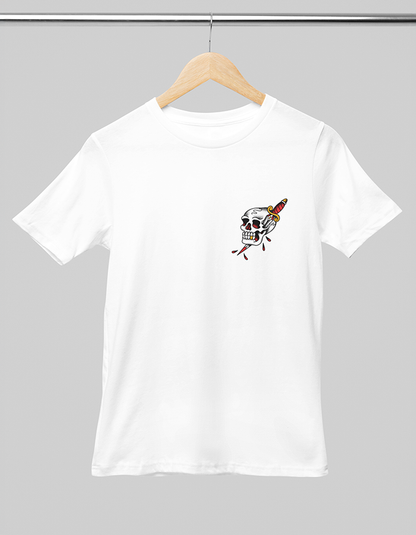 Front Skull & Dagger White Tee