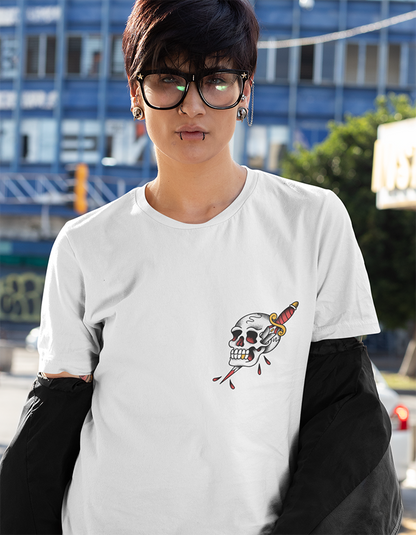 Front Skull & Dagger White Tee