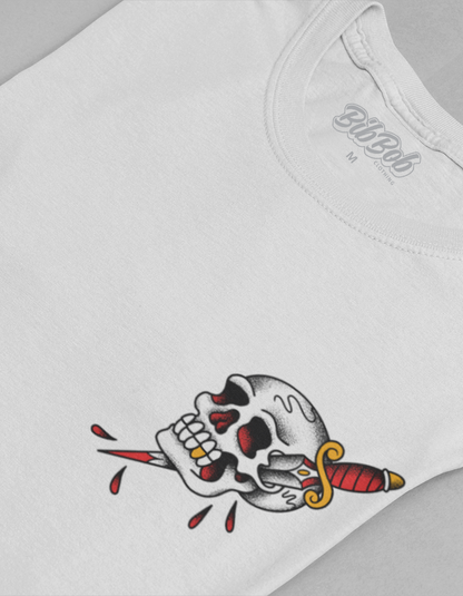 Front Skull & Dagger White Folded Tee