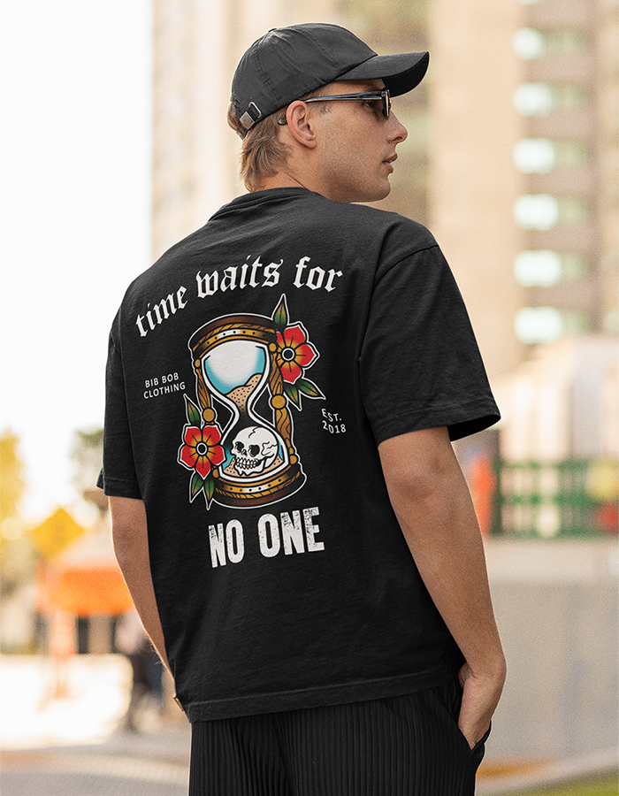 Back Time Waits Black Tee